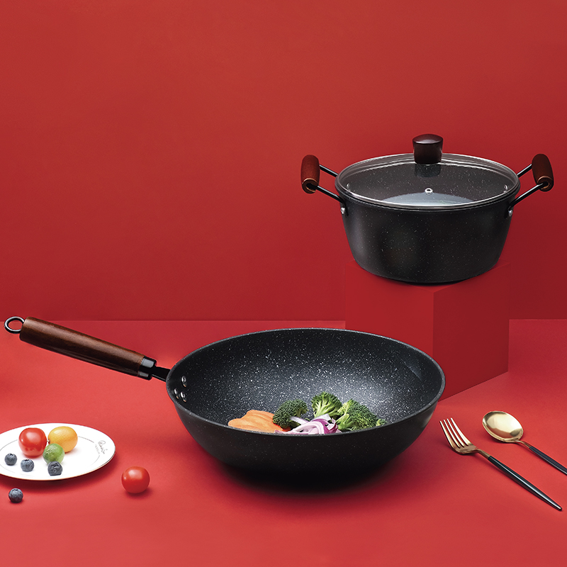 荣事达(Royalstar)RSD083-FJ 麦饭石二件套 32cm+22cm(单位:套)黑色高清大图