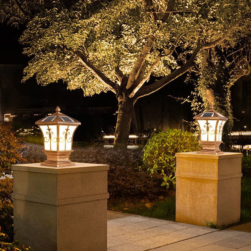 吉祥福花小号20cm太阳能柱头灯户外防水庭院灯家用门柱围墙花园别墅