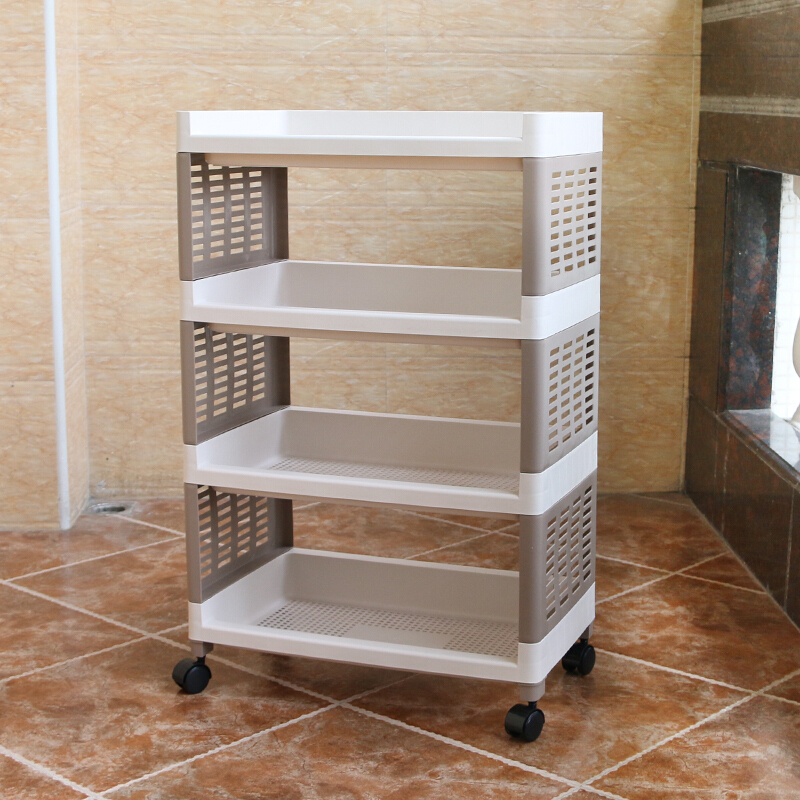佳家达jiajiada多层带轮厨房置物架塑料层架浴室卫生间储物收纳架子