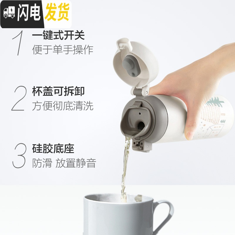 三维工匠大容量情侣不锈钢水杯保温杯 红色450[圣诞款][旋转盖]