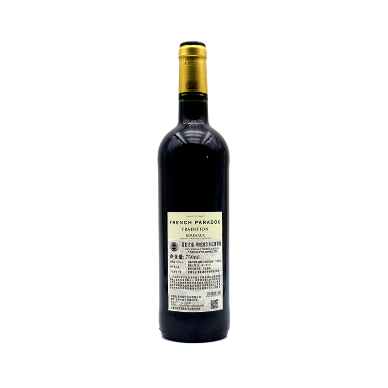 法国原瓶进口 茗酊古堡传统波尔多红葡萄酒 French Paradox 整箱装750ml*6