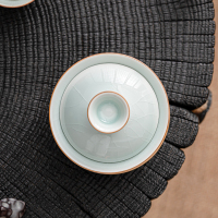 苏氏陶瓷(SUSHI CERAMICS)汝窑卵青 三才盖碗开片可养金线初放功夫茶具泡茶碗