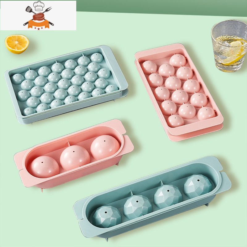 制冰球器冻冰块冰盒模具家用球形冰格商用食品级冰箱果冻制作器 敬平 [40颗冰球全家桶]33格粉+4格粉+3格粉高清大图