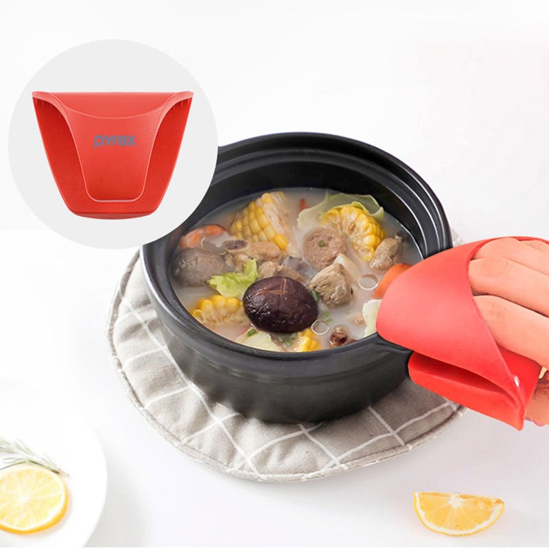 康宁(VISIONS)家用硅胶食品级防烫厨房耐高温餐具手夹 硅胶防烫手夹新款玻璃汤锅晶钻锅专用配件 两只 新款