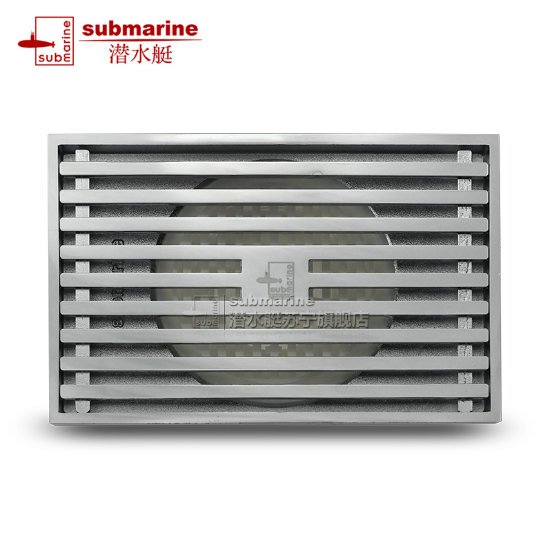 潜水艇(submarine)地漏全铜防臭式地漏无三通格栅面板防堵内芯沐浴房加长地漏15厘米长排水快TKC50-10高清大图