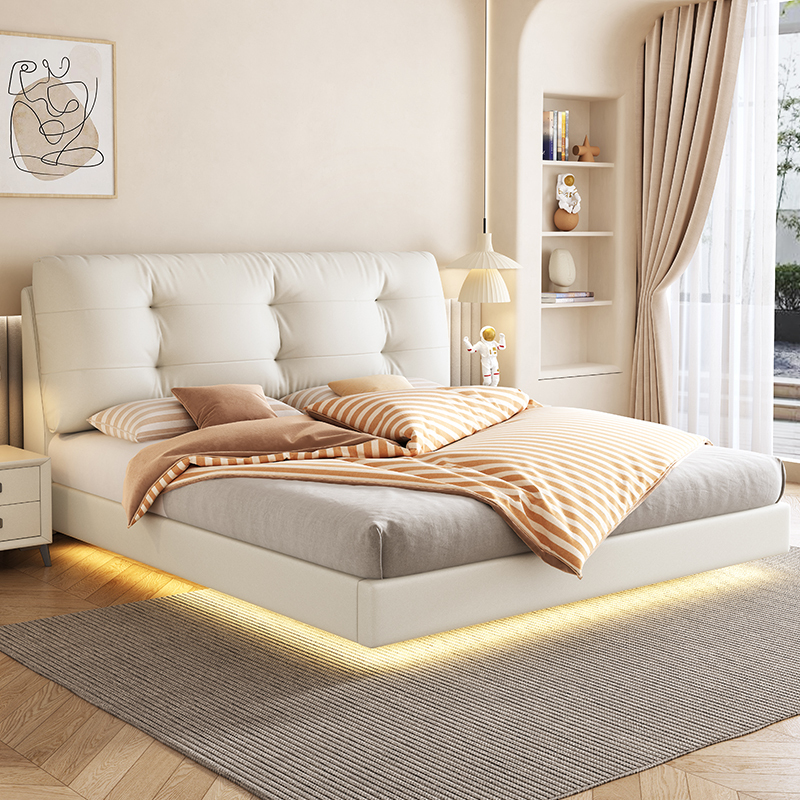 兰秀家居悬浮床双人床科技布床主卧大床现代简约轻奢布艺