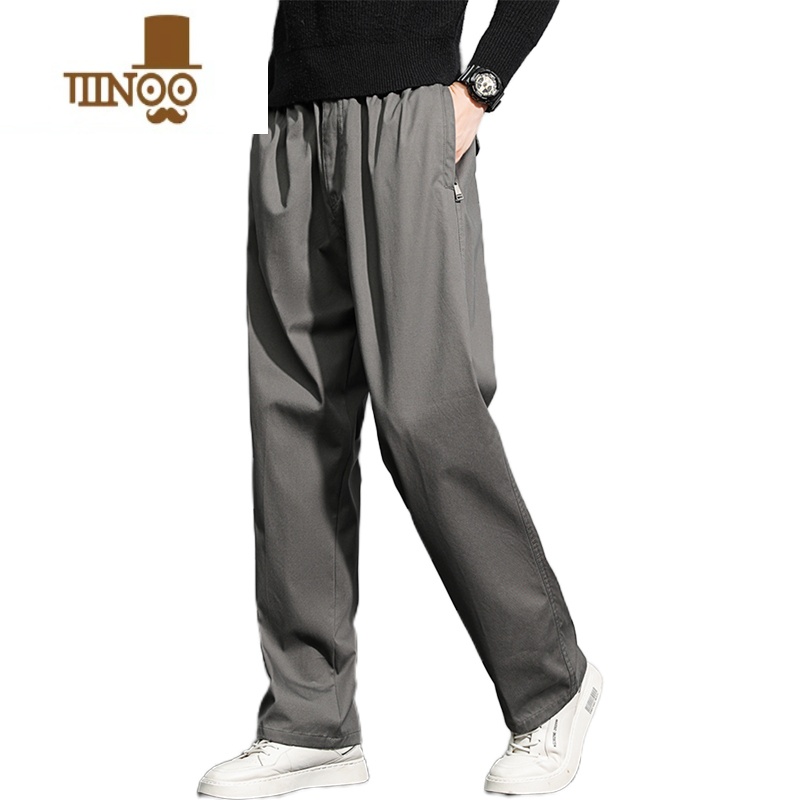 YANXU工装裤子男秋季宽松直筒男裤加肥加大码中年男士高腰休闲长裤高清大图