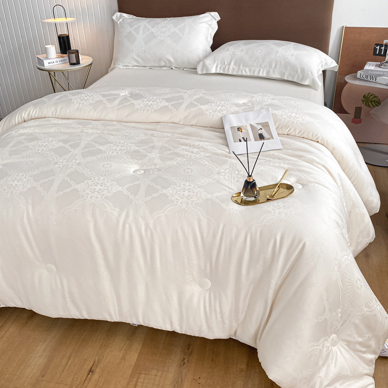 高端提花大豆纤维被春秋被芯羽丝绒冬被子单人四季子母被夏被