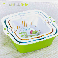茶花(CHAHUA)双层可拆分国产塑料时尚中号滤水筛两用果蔬沥水筛沥水篮1161果盘/果篓