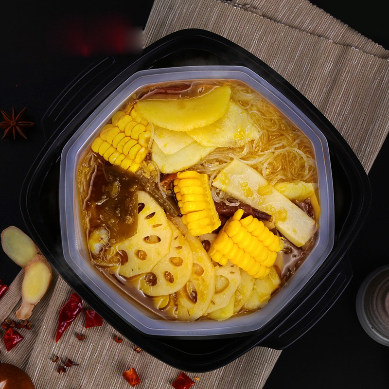 海底捞香辣素食自煮火锅400g*2+海底捞藤椒味什锦蔬菜自煮火锅410g*2高清大图