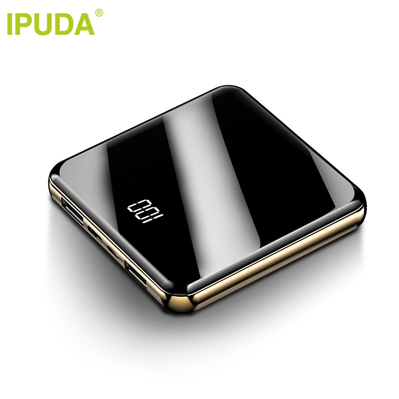 IPUDA 爱浦达 豪爵超薄全面屏移动电源 充电宝 X6 香槟金 LED大屏数字显示