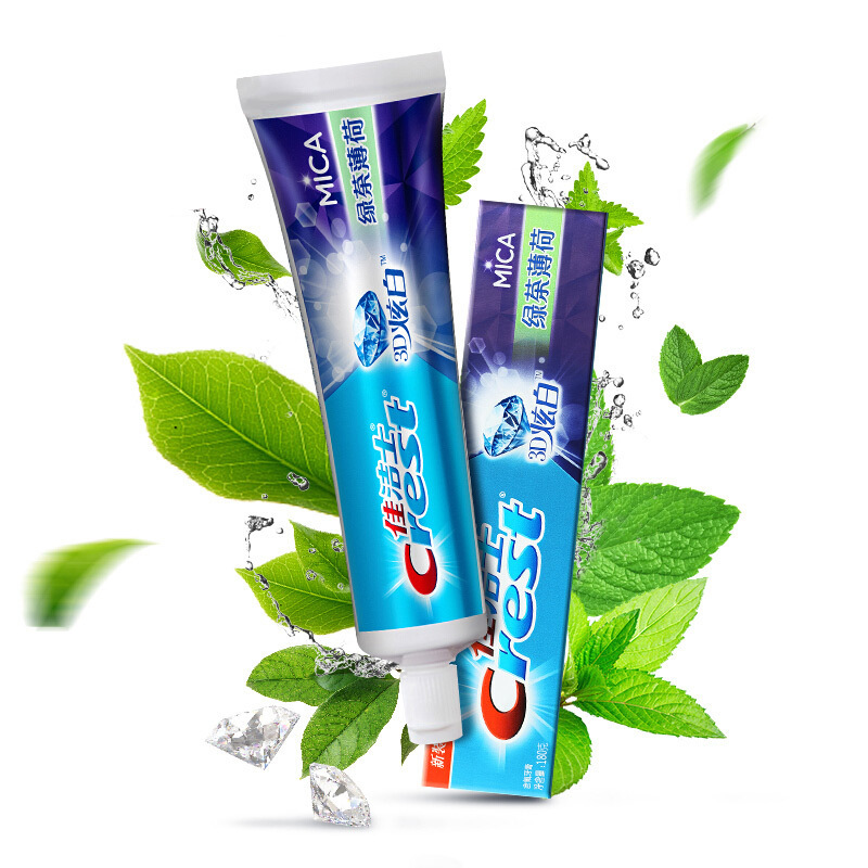 佳洁士(Crest)3D炫白绿茶薄荷牙膏180克*四支装