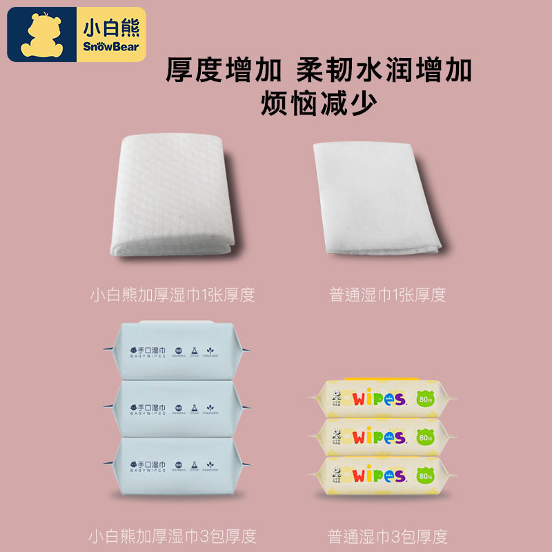 小白熊婴儿手口湿巾加厚宝宝湿巾80抽08352
