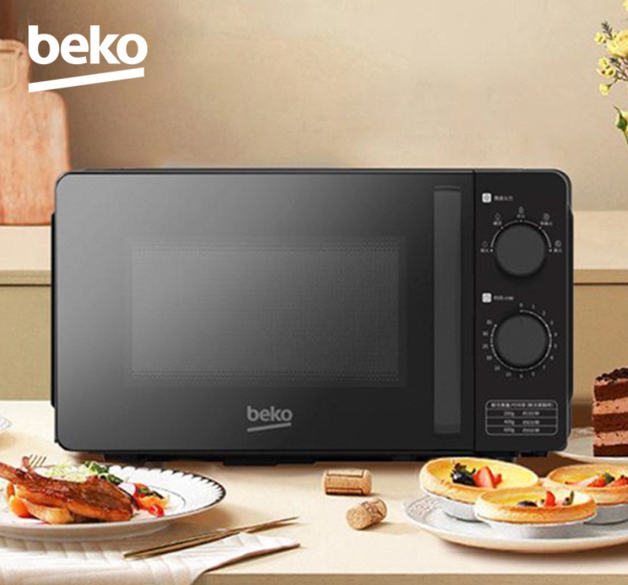 倍科 微波炉 BM20M-W6 20升 大平板底盘 易清洁内胆 旋钮操控 精准控温 五档火力