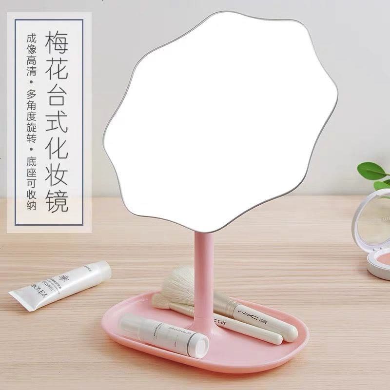 欧式爱心双面化妆镜便携台式梳妆镜宿舍美妆镜子高清公主镜 [米色爱心]复古双面镜(送梳子)图片