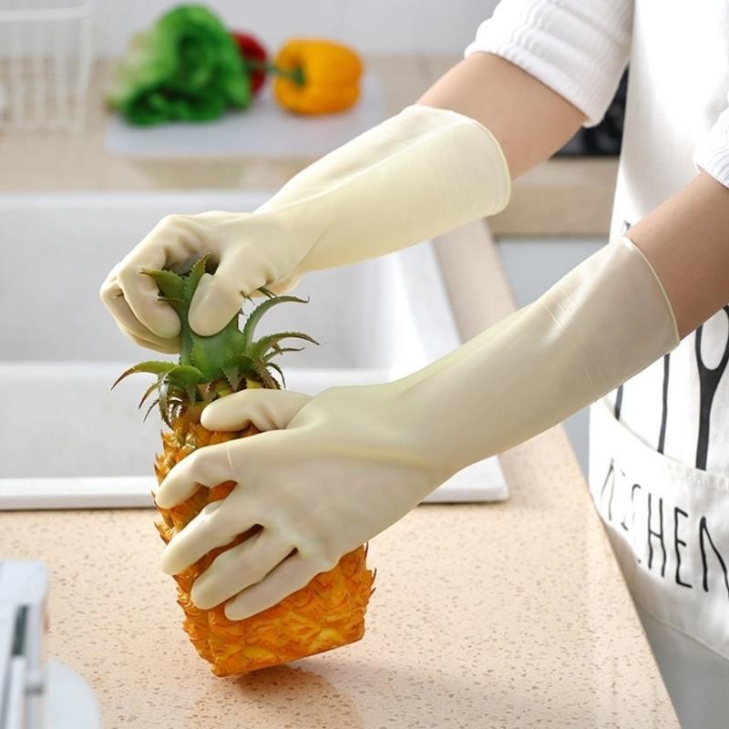 猫爪粉(1双)[体验装] [小号]S码 家务手套果冻质感厨房刷碗洗衣服洗菜清洁耐用型女用加厚塑胶手套