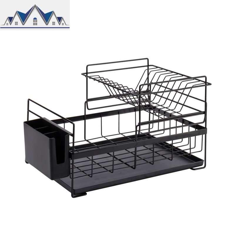 创意沥水架碗架碗柜双层晾放碗筷碗碟碗盘置物架厨房收纳储物架子_1_854 双层（黑色）