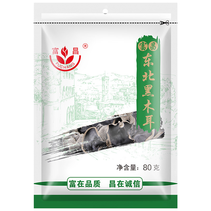 富昌 东北黑木耳 山珍南北干货 肉厚无根木耳80g