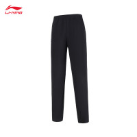 李宁(LI-NING) 女款2024直筒卫裤舒适百搭运动长裤AKLU982-1 黑色 XS-2XL(码数备注)
