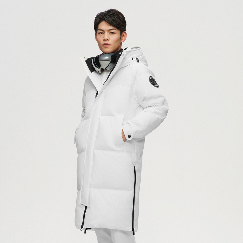 波司登极寒鹅绒服男2021新款提花迷彩简约时尚防风连帽反光带外套