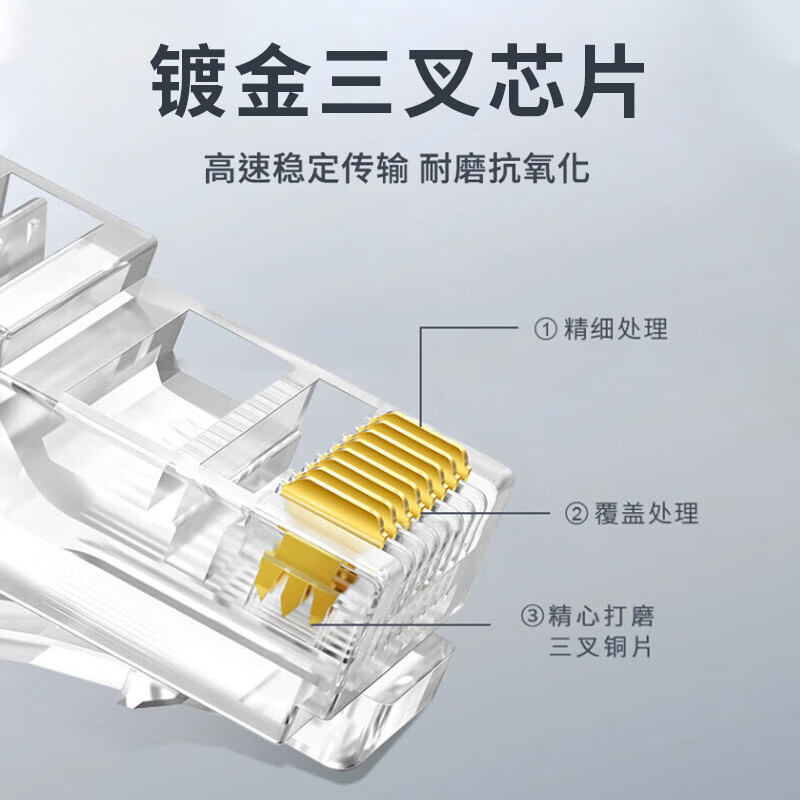 润达讯 RDX-SJT05 RJ45 超五类水晶头 8P8C 镀金超5类 100颗/盒