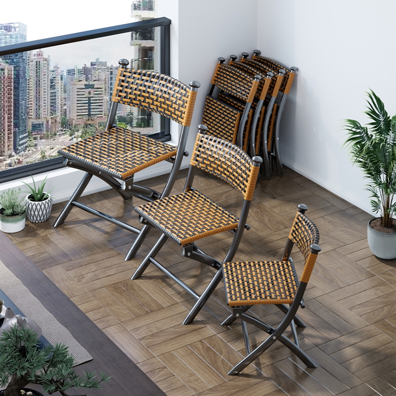 阳台折叠椅家用休闲藤椅塑料藤编靠背小椅子单人闪电客户外马扎凳子