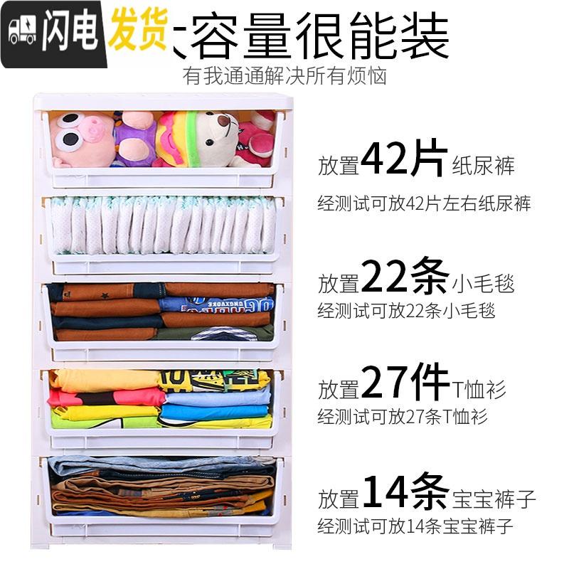 三维工匠加厚家用简易衣柜卧室儿童衣柜抽屉式收纳柜子现代型组装小衣橱高清大图