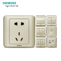 西门子(SIEMENS)开关电源插座面板86型远景金棕家用五孔USB一开带16A空调墙壁