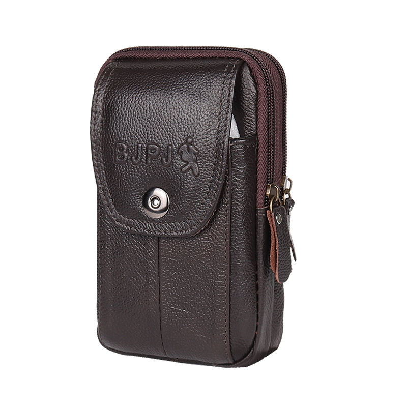 领头鸟腰包真皮手机腰包男牛皮穿皮带6寸腰挂包多功能竖款55寸手机包7