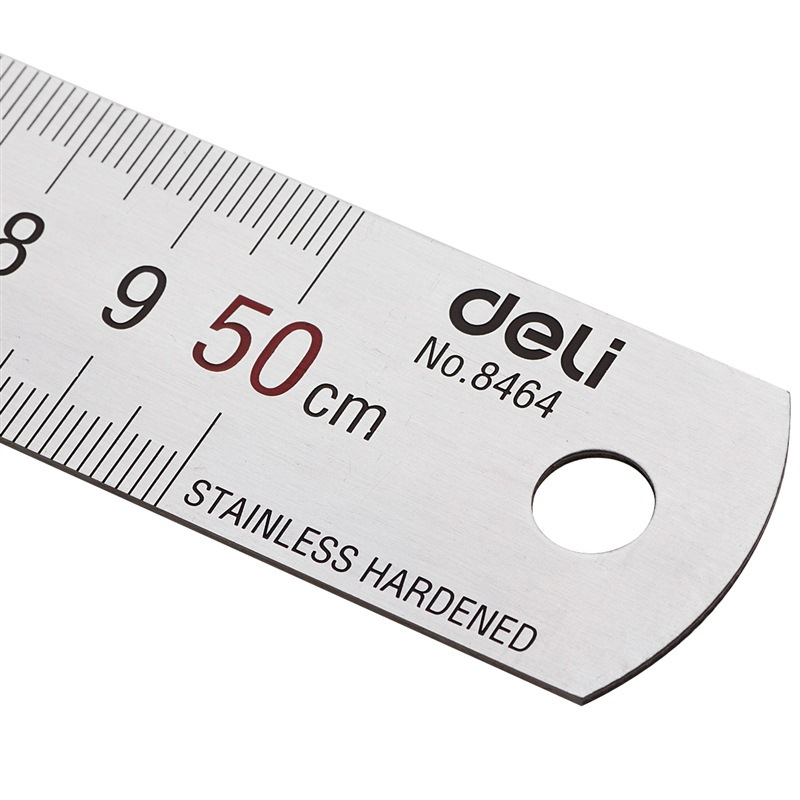 得力(deli) 50cm加厚不锈钢直尺测量绘图刻度尺带公式换算表8464