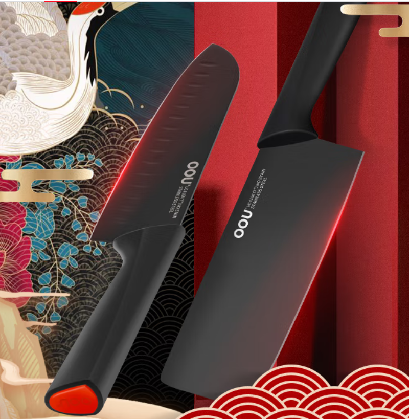 OOU!鹤系列四件套菜刀厨师刀剪刀菜板 UC4178 专业切割厨房神器高清大图
