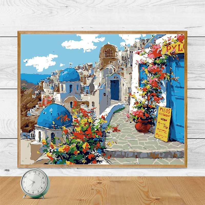 5136浪漫地中海 40x50无框[只有画布 颜料画笔]