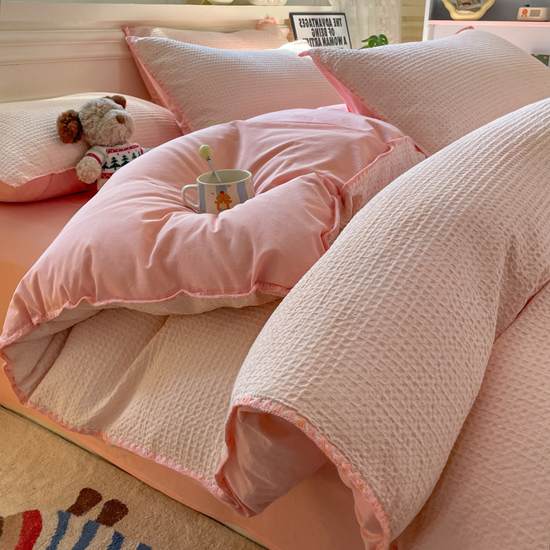 财巢 春季华夫格床上三件套 1.2米床床单款/套高清大图