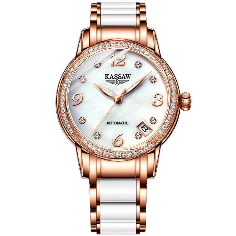 卡梭(KASSAW)手表女新款商务潮流陶瓷自动机械表女表防水时尚款K880LK882L高清大图