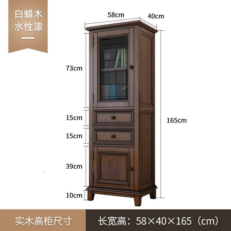 森美人美式实木电视柜组合简约客厅小户型地柜茶几组合墙储物柜电视机柜 高酒柜/边柜（白蜡木+水性漆）整装