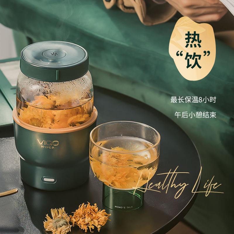 魅果（vigo）养生壶办公室便携小型煮茶器家用多功能mini玻璃煮花茶壶