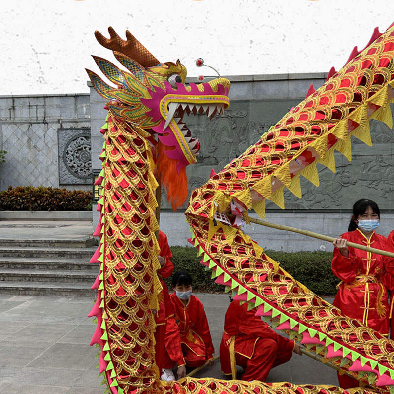 智美环球 舞龙 红色烫金龙牛津布3号国标5节整套高清大图