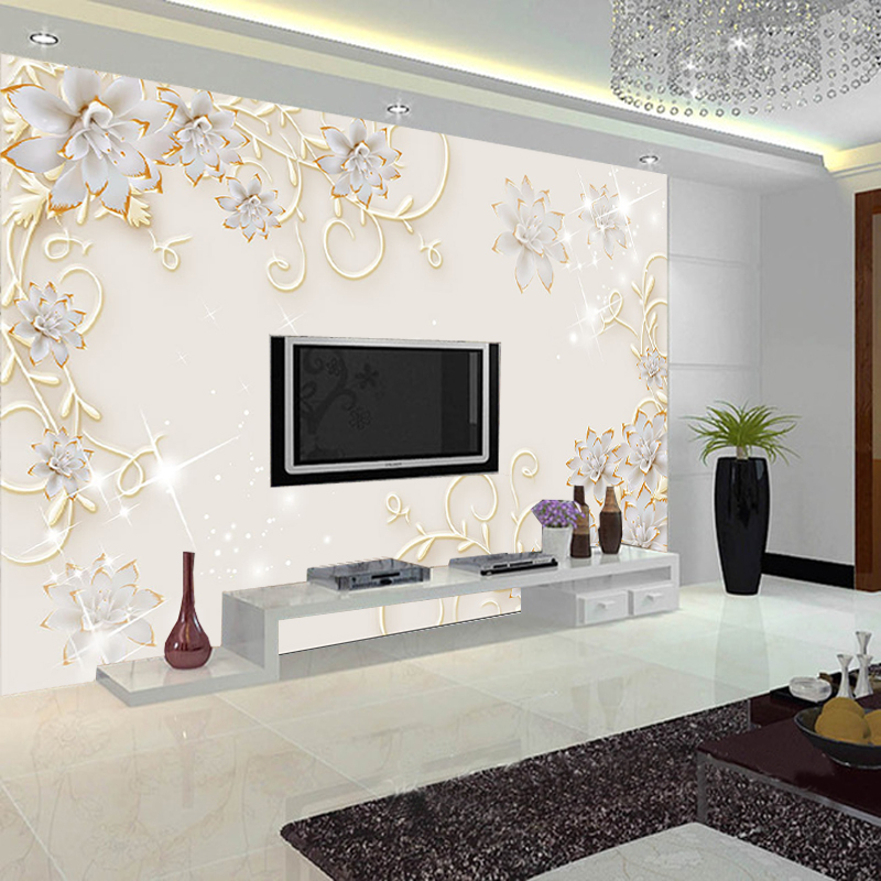 无缝欧式简约3d定制壁画立体花纹电视背景墙客厅卧室墙布沙墙纸壹德壹