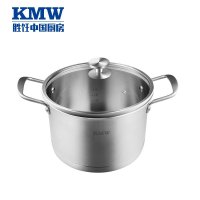 KMW捍卫者304圆钮复合钢不粘中华炒锅四件套KMWHWZ0074 加厚锅体少烟防焦糊304不锈钢炒锅煎锅汤锅奶锅具套装
