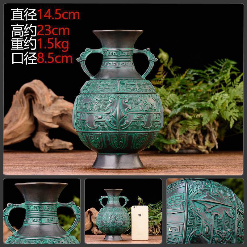 美帮汇铜花瓶铜仿古 宽通花瓶青铜器家居客厅书房装饰品摆件高清大图