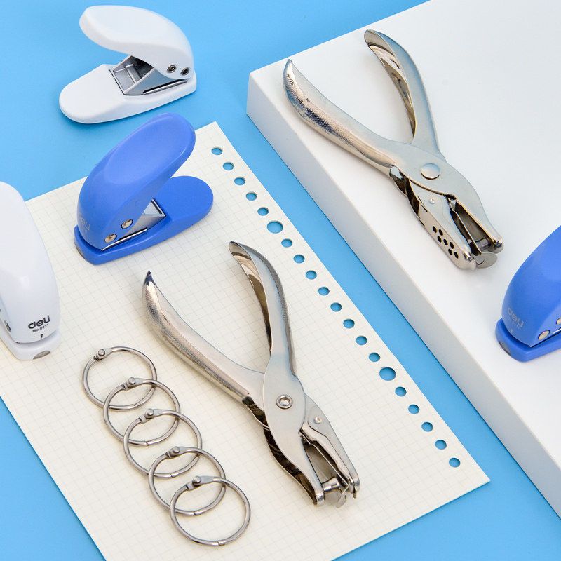白色打孔器(可打10张) 20mm铁圈(20个)|打孔器活页打孔机活页打洞手动打眼器圆孔装订机文件装订办公V4