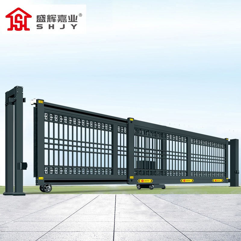 盛辉嘉业 悬浮门电动伸缩门铝合金封板无轨直线平移大门定制