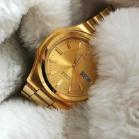精工 SEIKO 5号手表 金色防水夜光自动机械表男 时尚大气 商务休闲 运动防水男士腕表