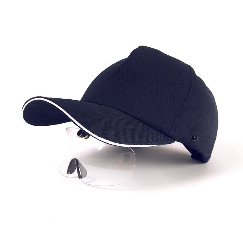 时尚防撞鸭舌安全帽轻便透气机械工厂车间夏季布劳保防撞帽 透明镜黄帽图片