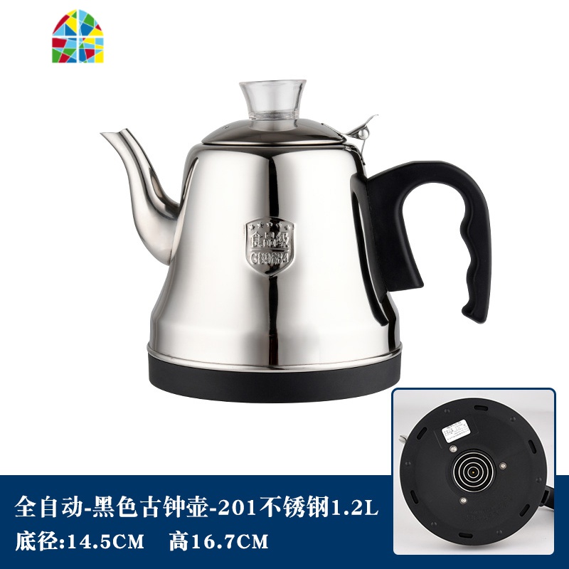 全自动加水电热烧水壶单壶配件洪悦盈悦明灶佳禄福名宇珍视界溪茗 FENGHOU 黑色古钟壶-201不锈钢高清大图