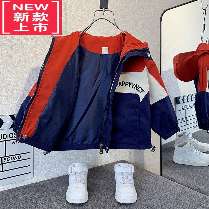 可莉允男童加绒外套2022新款潮儿童秋冬装冲锋衣服宝宝洋气风衣加厚棉服图片