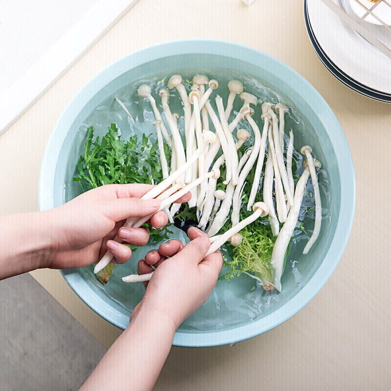 茶花塑料盆30.7cm抗菌大号洗脸盆 2个装颜色随机 洗衣盆圆盆[清]高清大图