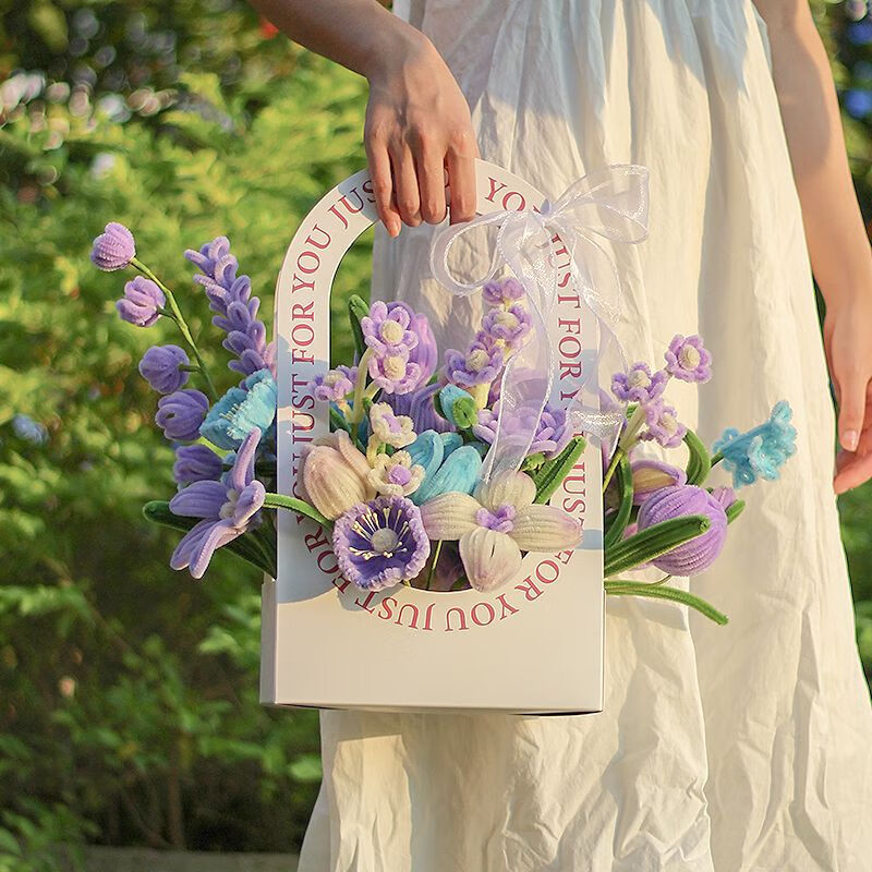 维诺亚郁金香花盒花束手工编织diy材料包扭扭棒自制礼品送女友闺蜜礼物高清大图