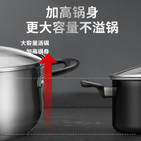 苏泊尔(SUPOR)好帮手304不锈钢汤锅双层复底泡面锅双耳可视锅盖电磁炉燃气灶明火通用22cm ST22H3送硅胶汤勺