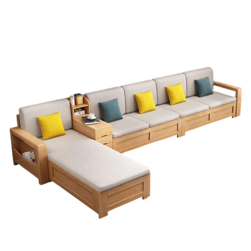 智叶舟实木沙发374*173*83cm套高清大图